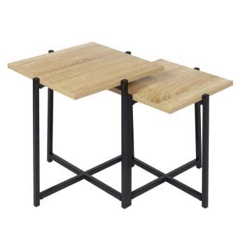 Loka - Lot de 2 tables métal beige