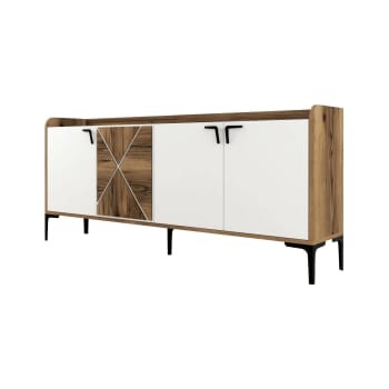 Dilici - Buffet effet noyer, blanc 180x35 cm