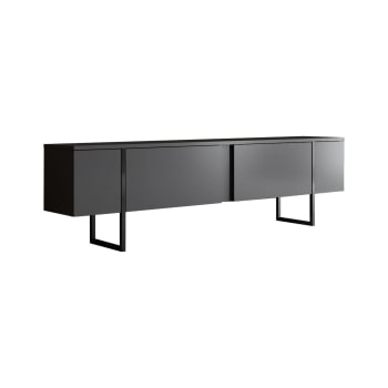 Dgridell - Meuble TV effet bois anthracite, noir 180x30 cm