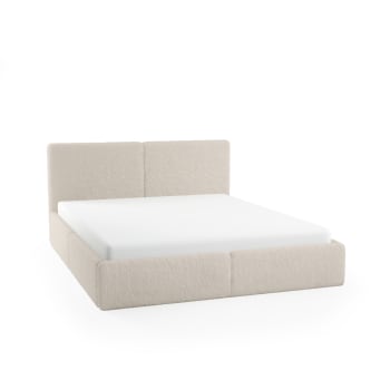 Riberia slim - Polsterbett aus Bouclé-Stoff 200x200 cm, Beige