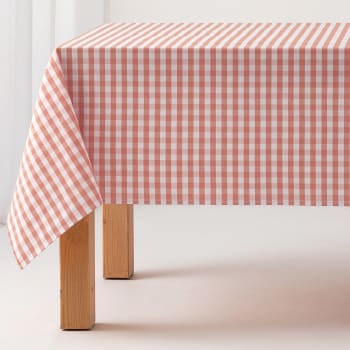 Vichy - Tovaglia impermeabile a quadri tessuto cotone salmone 140x240 cm