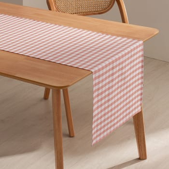Vichy - Camino de mesa algodón tacto tela impermeable salmón 45x170 cm