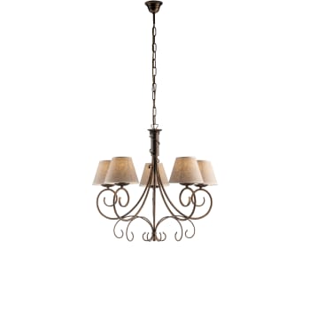 Lampadario Provenzale Be Light A 3 Luci - Ferro Battuto Nero E Rame Per Interni