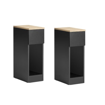 Set de 2 mesitas de noche con 1 cajón madera negro