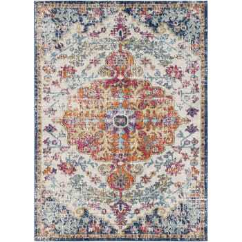 Lou - Tapis Vintage Oriental Multicolore/Orange 140x200