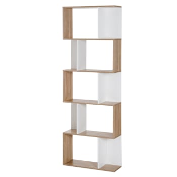 Homcom - Mobile libreria design moderno a 5 ripiani in legno bianco e legno