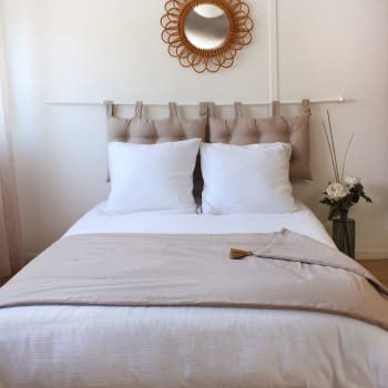 Enjoy Home Steppdecke – 90 X 190 Cm, 100% Baumwolle, Dunkelgrau Mit 4 Jute-Pompons, Öko-Tex-zertifiziert