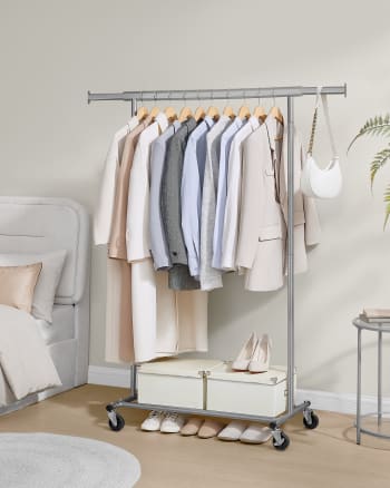 Portant à Vêtements Mobile Avec Roulettes – Charge 100 Kg, Rangement Pratique, Housse Anti-poussière, 120x50x180 Cm