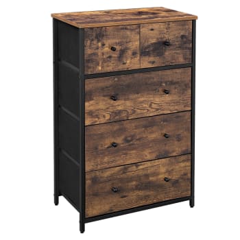 Commode avec 5 tiroirs effet bois marron