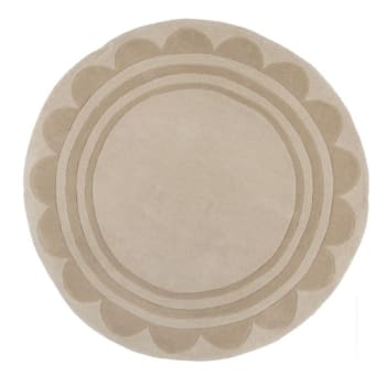 Lois - Tapis rond en laine beige Diam. 120