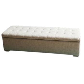 Banquette avec Coffre et Revêtement Tramé lin L140 x H44cm - Beige