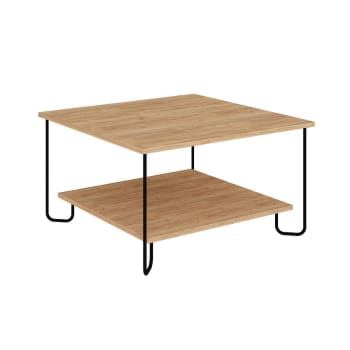 Tonka - Table basse carrée avec pieds en métal L80 cm - Marron