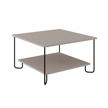 Tonka - Table basse carrée avec pieds en métal L80 cm - Taupe