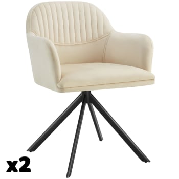Robas Lund Sedia Con Crema Pouf In Pelle Calgrey Naturale / Crema