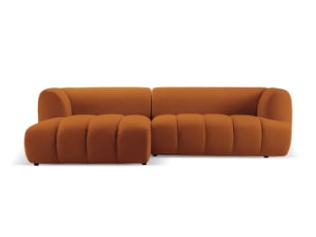 Harry - Canapé d'angle gauche modulable 4 places en tissu velours terracotta