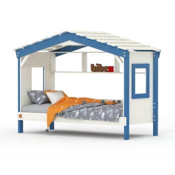 Letto per bambini 90x190 cm in legno naturale con 2 cassettoni bianco