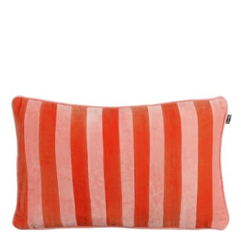 Clair - Coussin en velours de coton rose et rouge 55x35