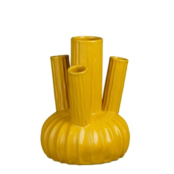 Felipe - Vase en céramique jaune H27