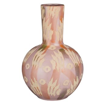 Javi - Vase en céramique rose et beige H34