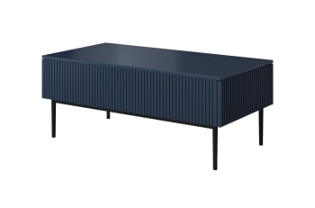 Tavolino 2 cassetti piede in metallo nero blu 120x60 cm