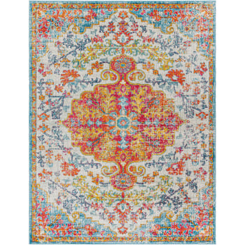 Lou - Tapis Vintage Oriental Multicolore/Orange/Bleu 160x220