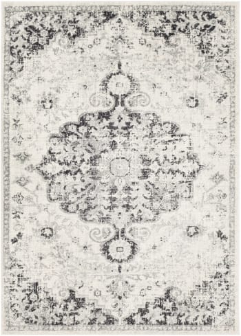 Lou - Tapis Vintage Oriental Gris/Noir 160x220