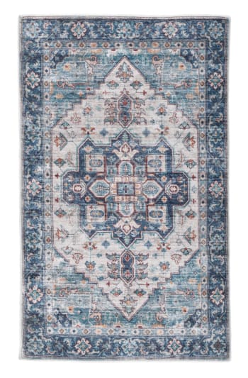 Oriental bath - Tappeto da bagno vintage stampato a macchina turchese 70x120 cm