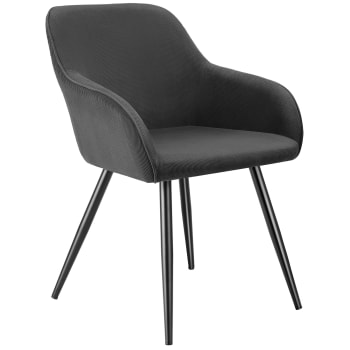 Marilyn - Chaise élégante aspect corde avec forme ergonomique anthracite/noir