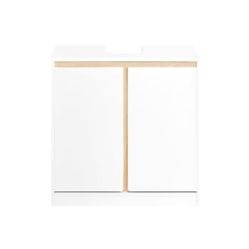 Kleankin Meuble Sous-Vasque Salle De Bain 60x30x60 Cm Blanc - 2 Portes Avec Étagère - Design Contemporain Élégant