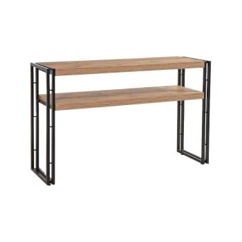 Dmazzarr - Console effet bois beige, noir 140x35h80 cm