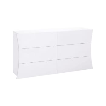 Dhap - Commode effet bois blanc brillant 155x42h82 cm