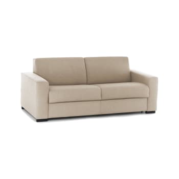 Dabakah - Sofá cama de 3 plazas en tela beige 200x95h90 cm