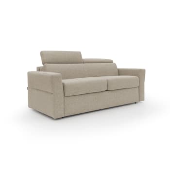 Avalon - Divano letto con materasso H 18 cm 220 cm (mat. 160x197 cm) beige