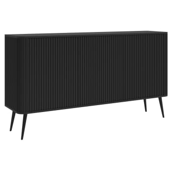 Ovarlo - Sideboard, schwarz mit silbernen Metallbeinen, 163 cm