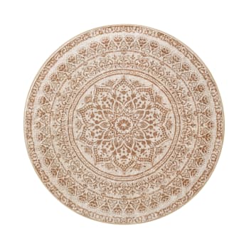 Tapis rond de 120 cm de diamètre style bohème beige cappuccino
