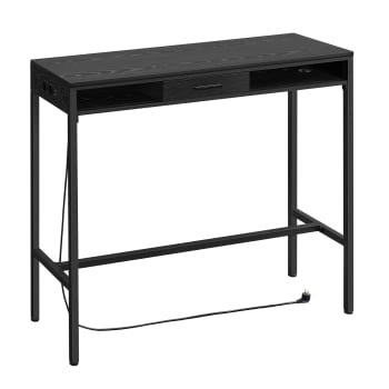 Table de bar avec multiprise 40 x 120 x 104,6 cm noir