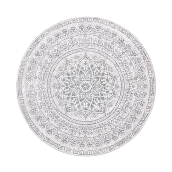 Tapis rond de 120 cm de diamètre style bohème gris tourterelle