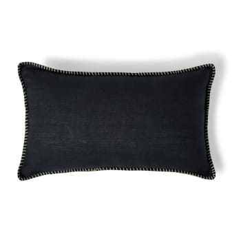 Maxime - Coussin lin lavé fusain / sable 50x30