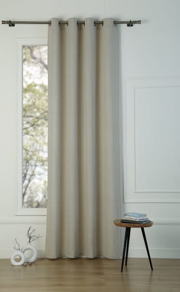 Rideau Occultant Lin Lavé Blanc écru - 350 X 140 Cm, Passants Cuir, AM PM