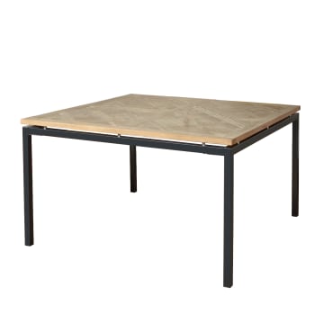 Zazie - Table carrée en chêne et métal 6/8 couverts teinte claire