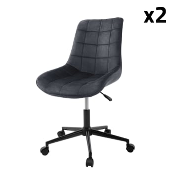 Sedia da ufficio ergonomica con rotelle, set da 2, velluto