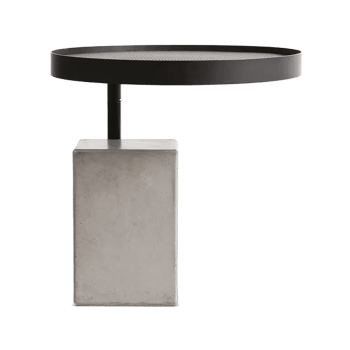 Twist - Table d'appoint pivotante en béton gris et acier noir - 45x45cm