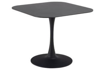 Marsa - Table à manger carrée en céramique et pied tulipe en métal L90 noir