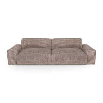 Bliss - Canapé 3 places velours côtelé XXL taupe 220cm