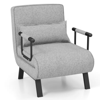 Fauteuil convertible lit avec dossier réglable en 6 positions gris