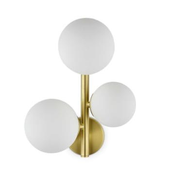 Perlage - Applique laiton satiné 3 globes verre blanc