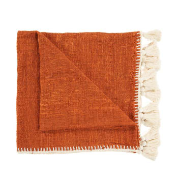 2025_summer - Jeté de lit en coton terracotta 246x126