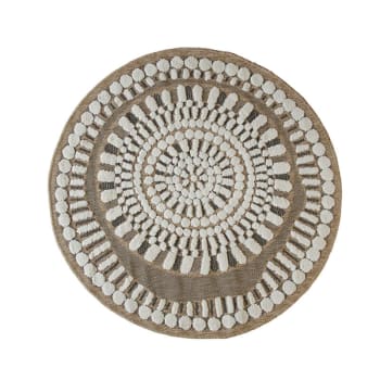 Tapis rond design avec effet relief blanc 160 x 160 Cleo | Maisons du Monde
