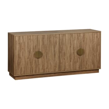 Celian - Aparador de 4 puertas efecto madera de mango, acanalado, 160cm,