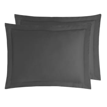Versaluxe uni - 2 taies d'oreiller en satin de coton Anthracite 50x70 cm